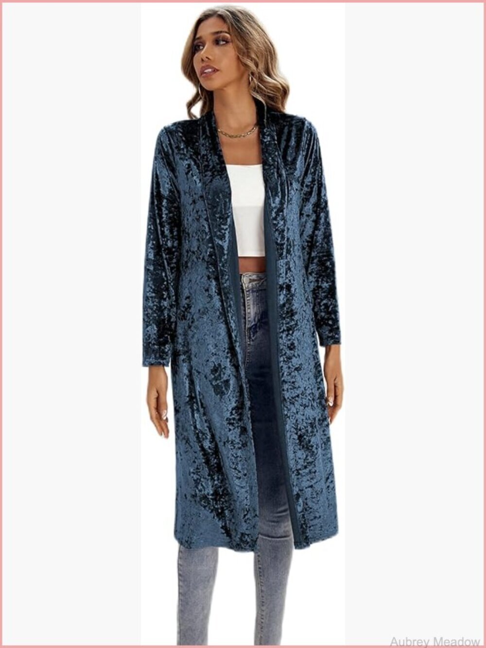 Long Sleeve Velvet Cardigan Open Front Coat Outerwear